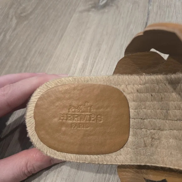 HERMES Gwen Espadrilles Sandals Slides Size 38 - Picture 5 of 8
